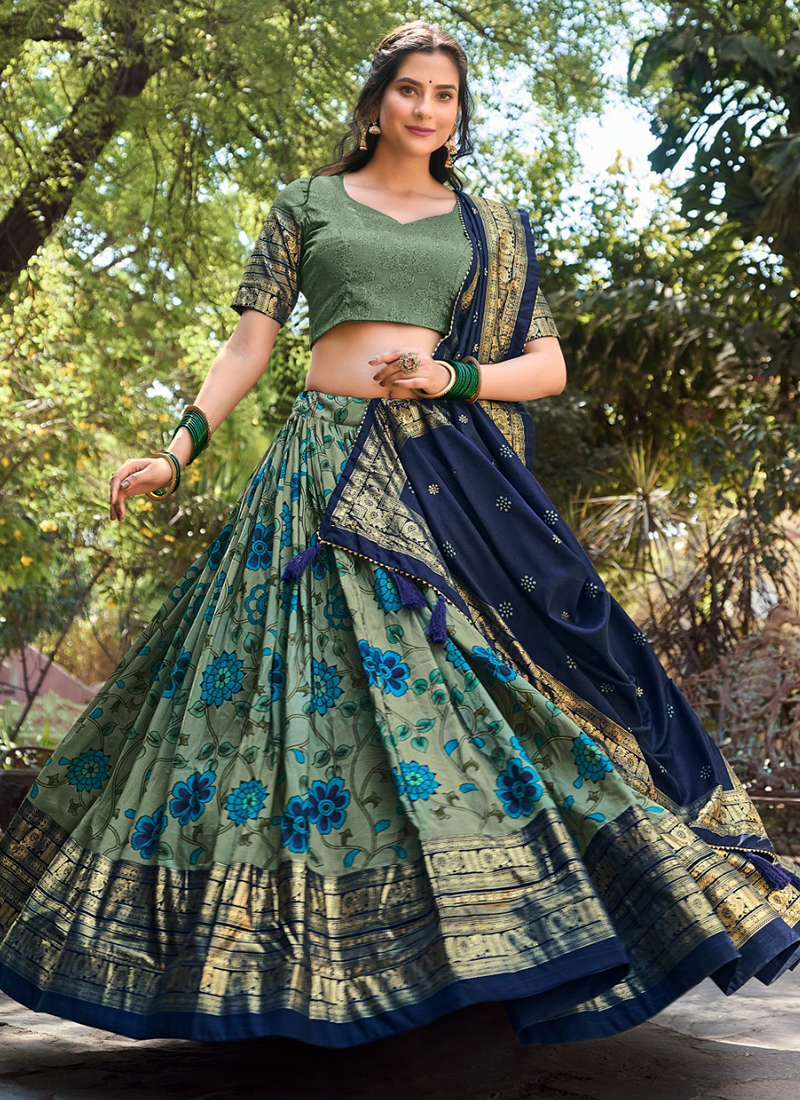 FESTIVAL SPECIAL TUSSAR SILK KALAMKARI PRINT LEHENGA CHOLI (WDN110) 03